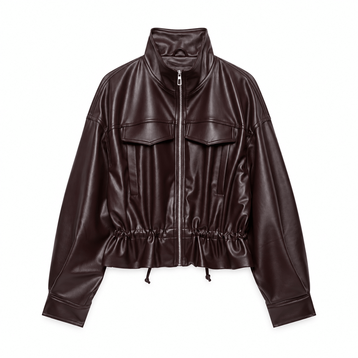 Women's Marcella Cinched-Hem Leather-Look Utility Jacket