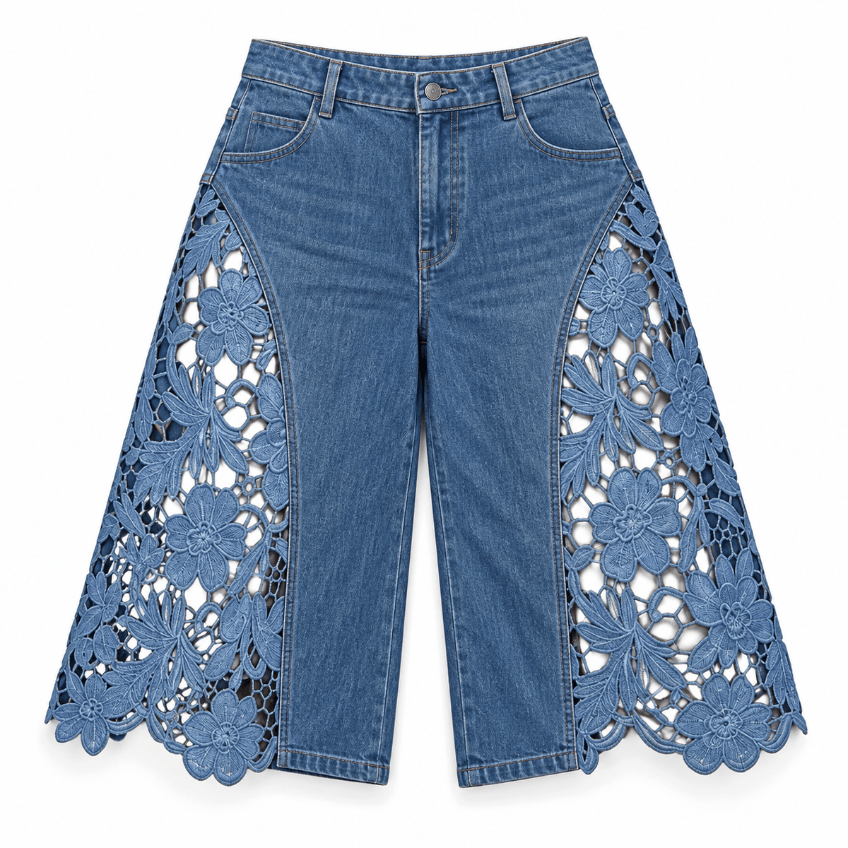 Women's Elowen Floral Cutwork Denim Culottes