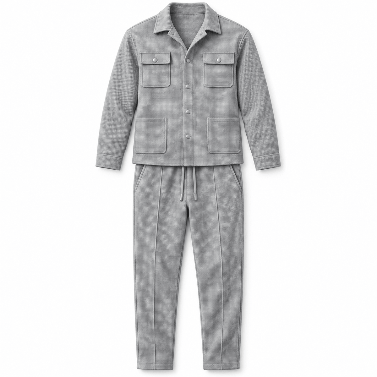 Men's Cassian Waffle-Weave Overshirt & Trouser Set