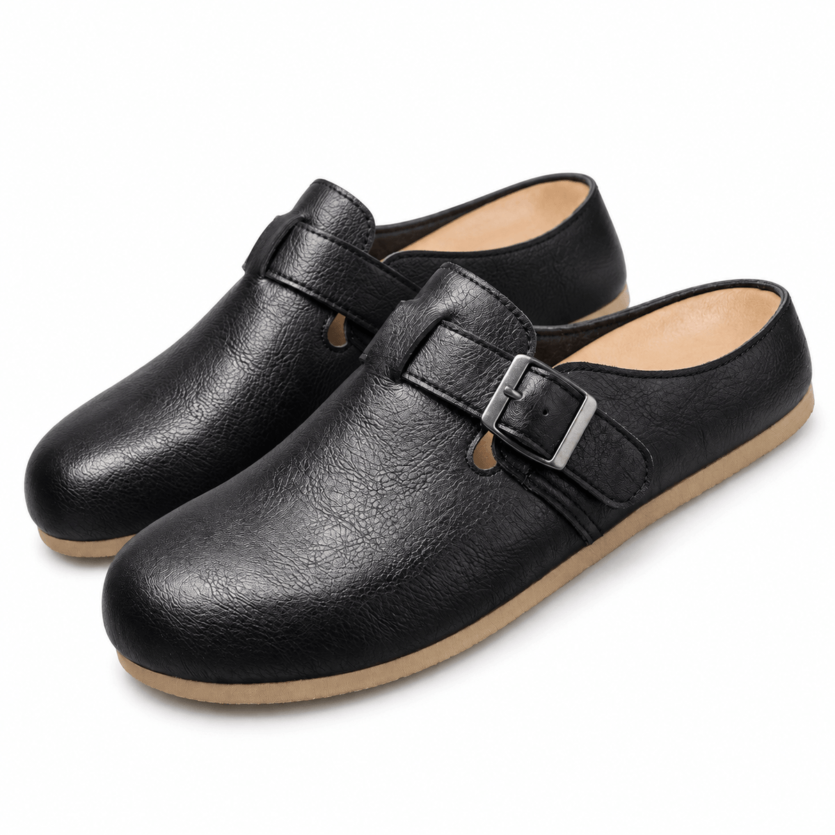 Men's Aurelio Buckled Leather-Look Clog Mules