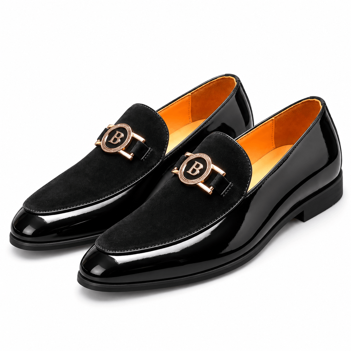 Men's Lucian Crest-Detail Microsuede Dress Loafers
