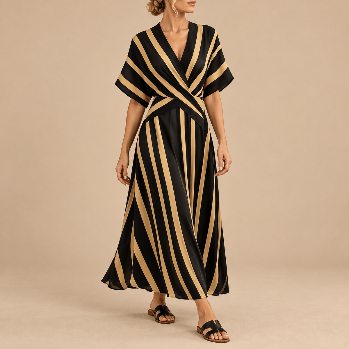 Women's Elodie Coastal Stripe Wrap Maxi Dress