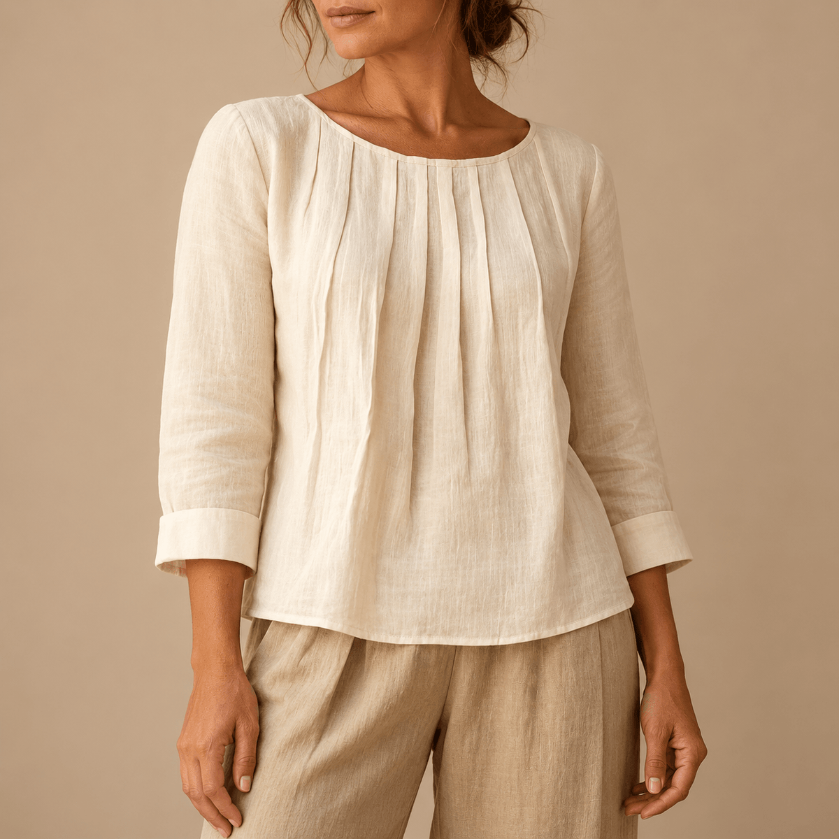 Women's Celestine Pleated Linen-Style Blouse