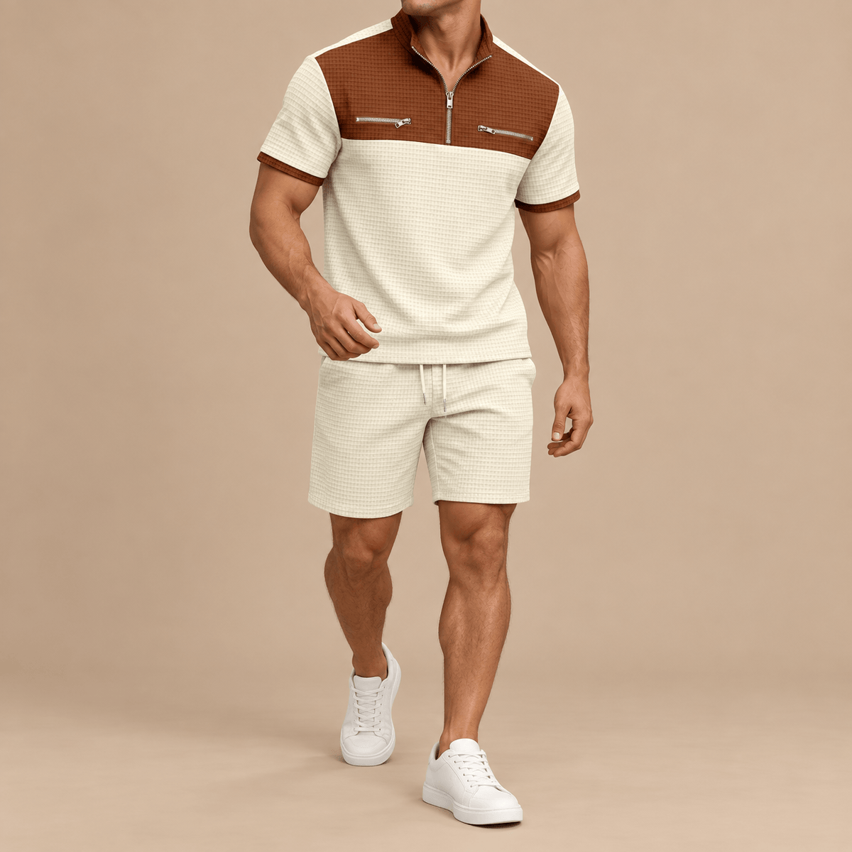 Men's Lucian Utility-Trim Waffle Short Set