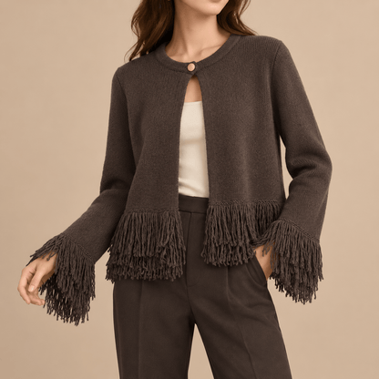 Women's Evelina Fringed Textured Cape Cardigan