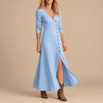 Women's Marielle Button-Detail Linen-Blend Maxi Dress