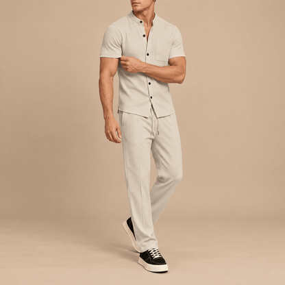 Men's Callum Waffle-Texture Summer Co-Ord Set