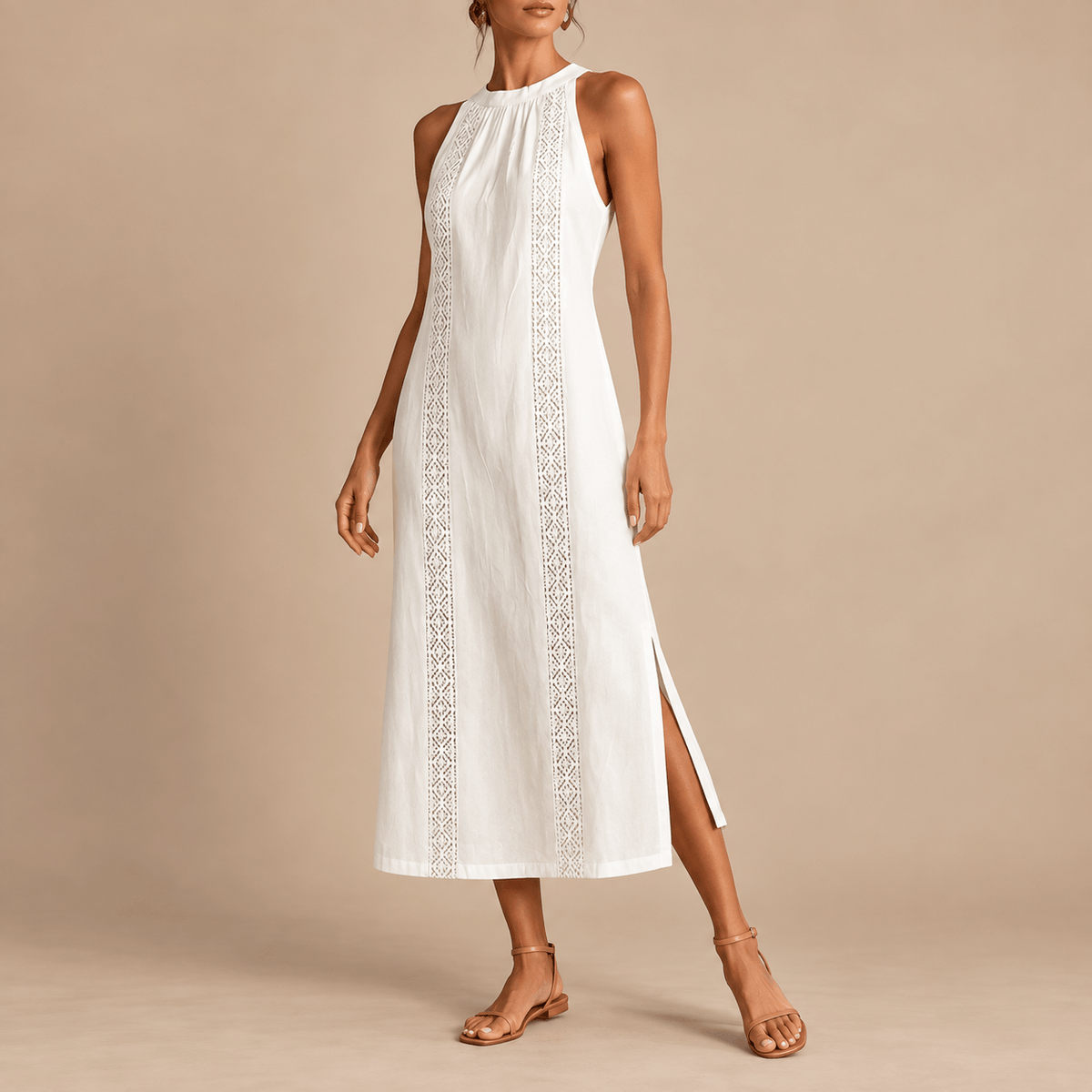 Women's Elara Tonal Lace-Panel Summer Dress