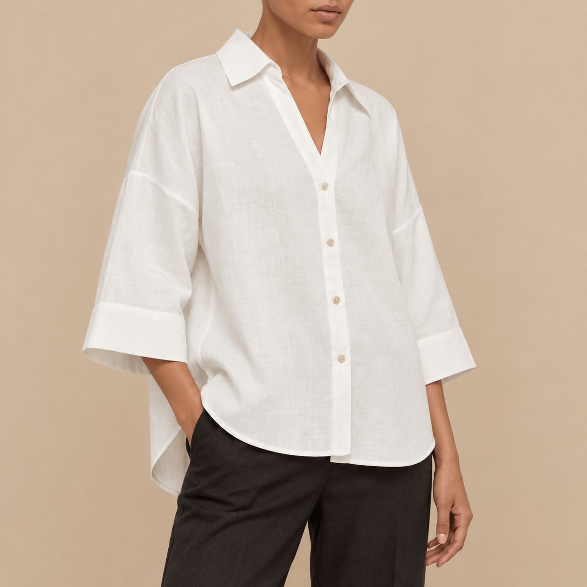 Women's Amelie Relaxed Drop-Shoulder Button Shirt