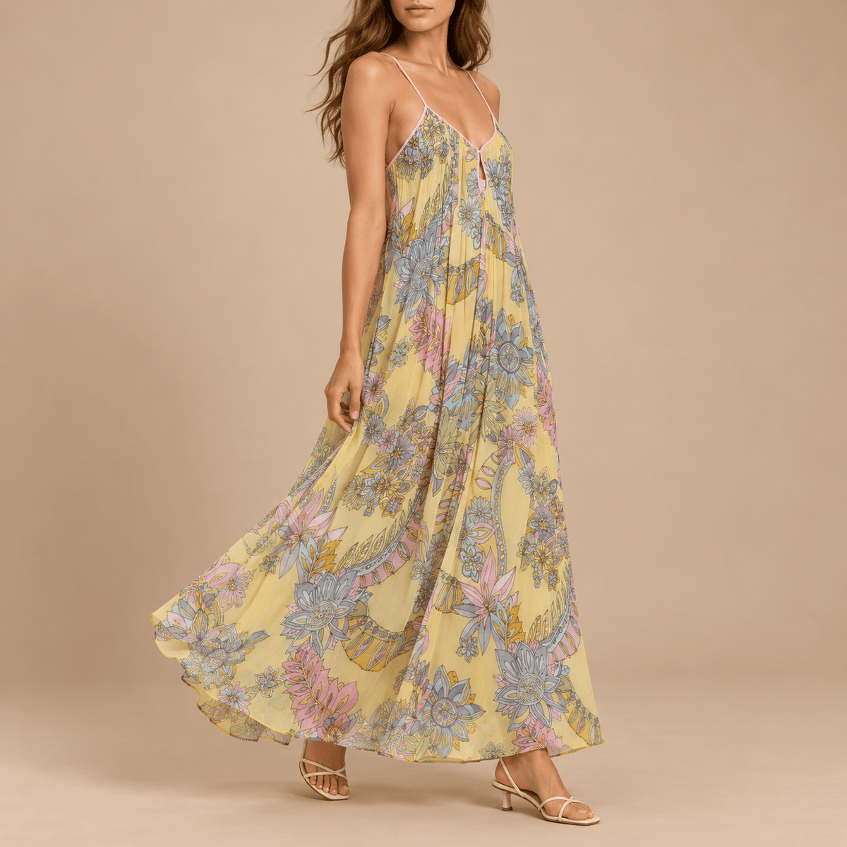 Women's Aurelia Botanical Chiffon Slip Maxi Dress