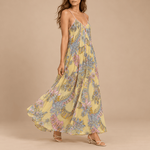 Women's Aurelia Botanical Chiffon Slip Maxi Dress
