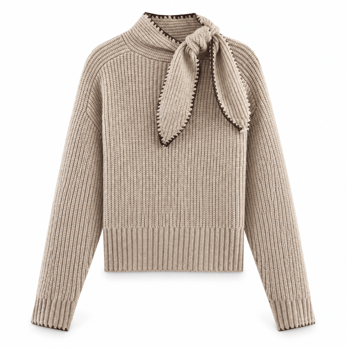 Women's Elodie Bow-Neck Ribbed Knit Jumper