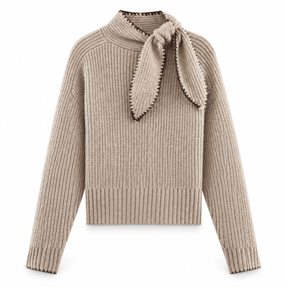 Women's Elodie Bow-Neck Ribbed Knit Jumper