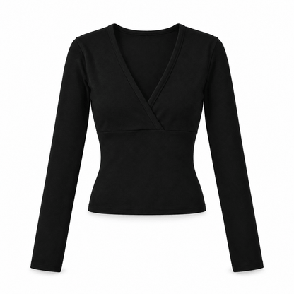 Women's Celestine Sculpted Wrap-Neck Long-Sleeve Top