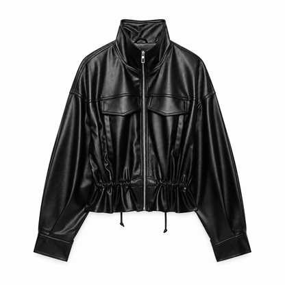Women's Marcella Cinched-Hem Leather-Look Utility Jacket