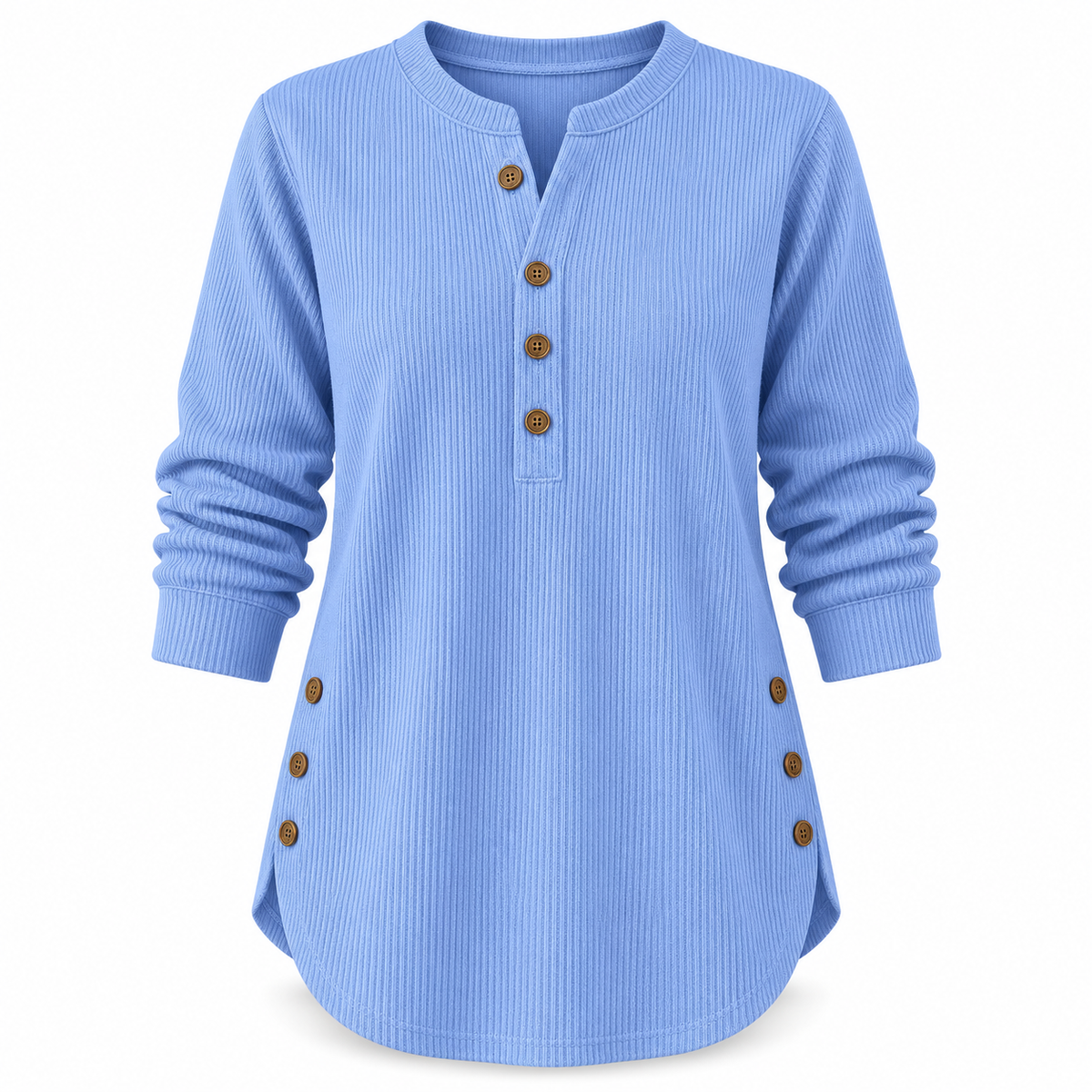 Women's Elowen Longline Ribbed Henley Top