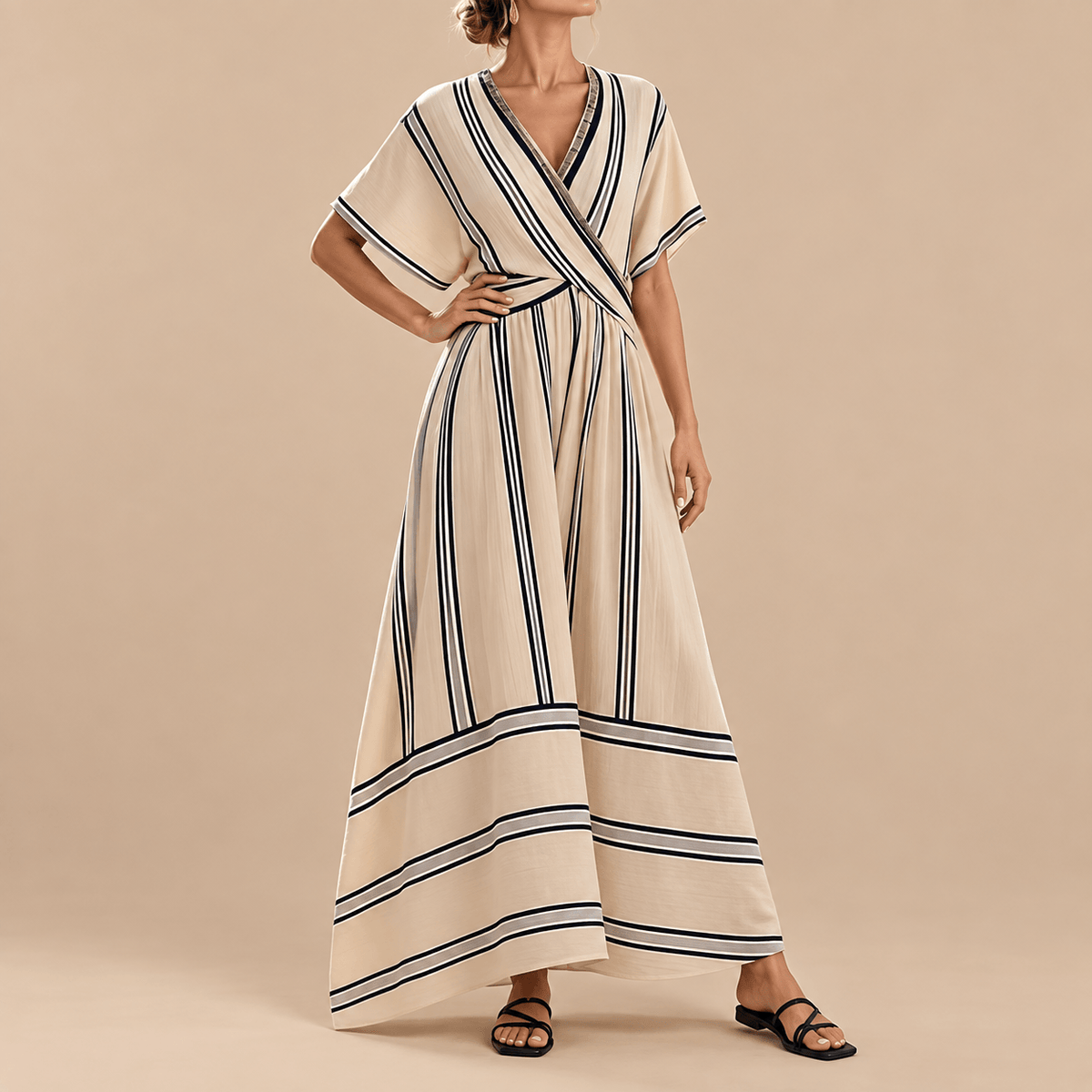 Women's Elodie Coastal Stripe Wrap Maxi Dress