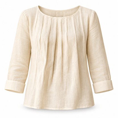 Women's Celestine Pleated Linen-Style Blouse