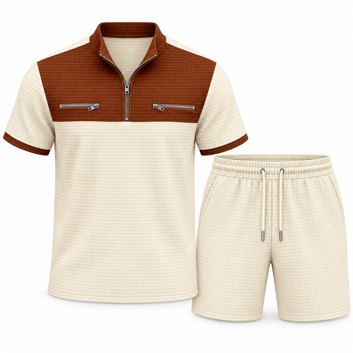 Men's Lucian Utility-Trim Waffle Short Set