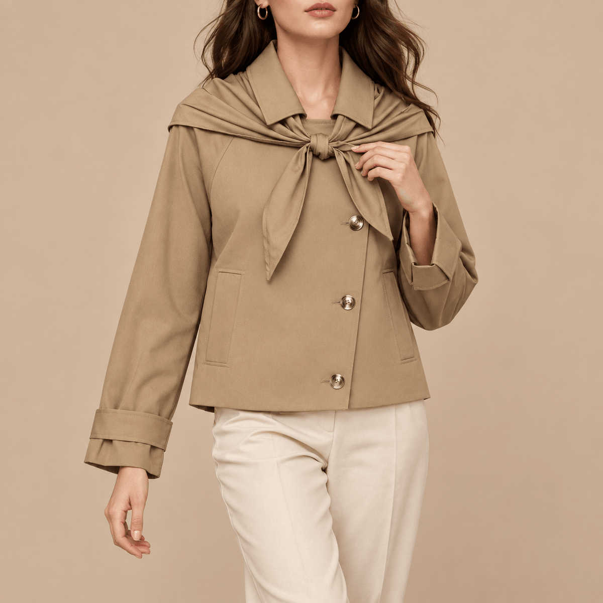 Women's Aurelia Scarf-Drape Tailored Jacket