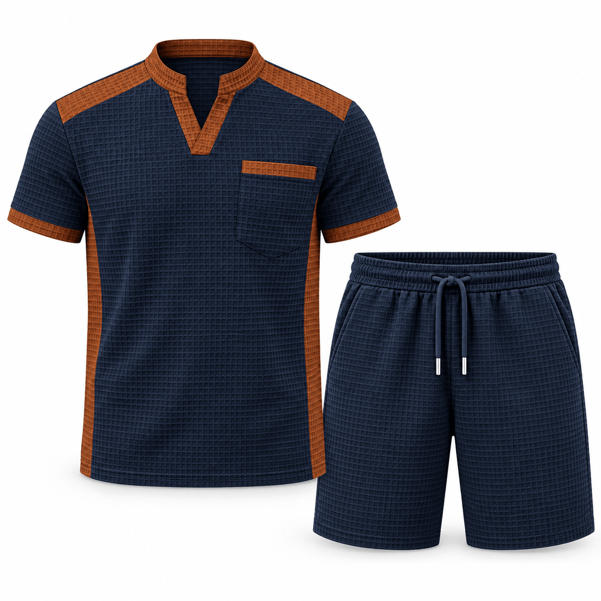 Men's Soren Contrast-Trim Waffle Short Set