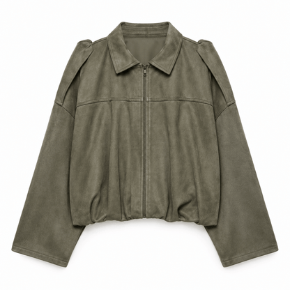 Women's Marcella Suede-Style Draped Bomber Jacket