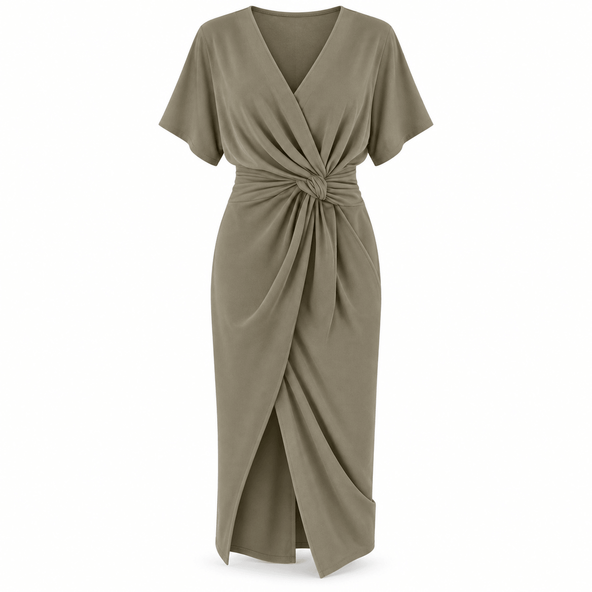 Women's Evelina Draped Knot-Waist Midi Dress