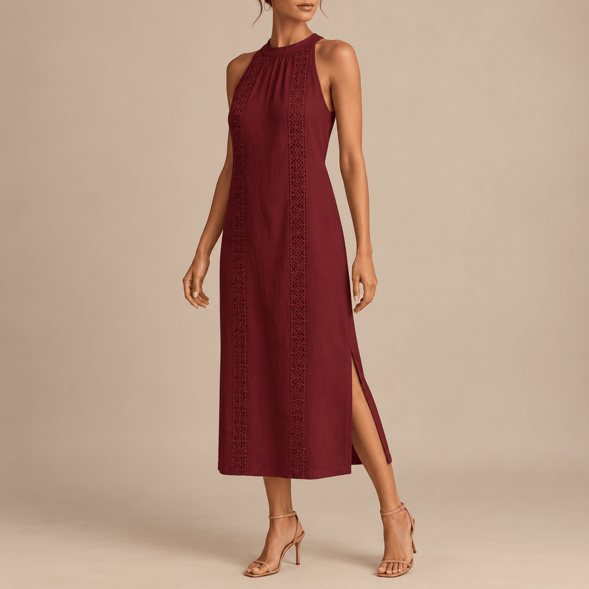 Women's Elara Tonal Lace-Panel Summer Dress