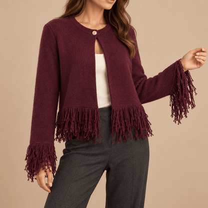 Women's Evelina Fringed Textured Cape Cardigan