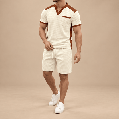 Men's Soren Contrast-Trim Waffle Short Set