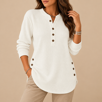 Women's Elowen Longline Ribbed Henley Top