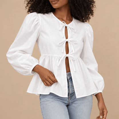 Women's Elodie Bow-Tie Peplum Blouse