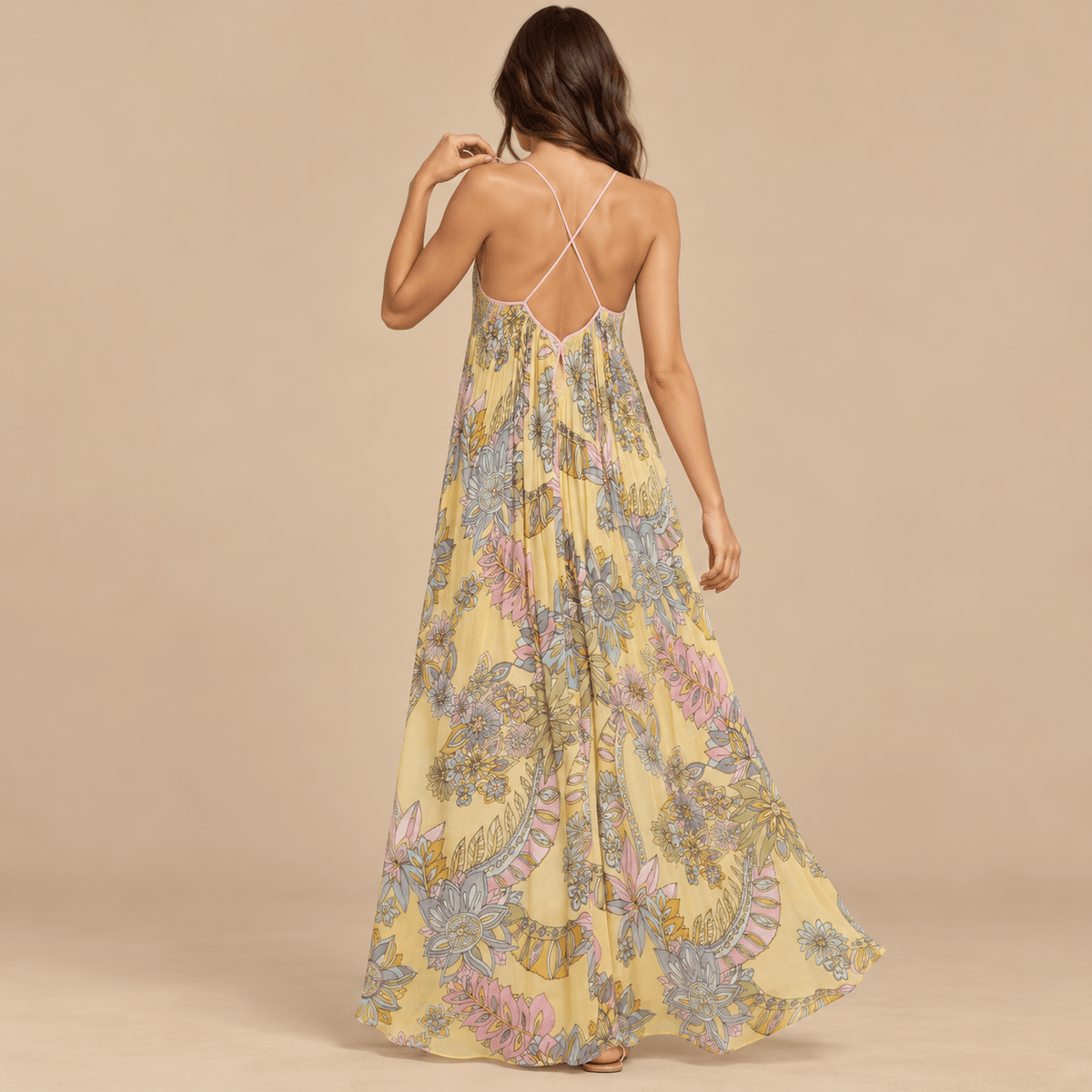 Women's Aurelia Botanical Chiffon Slip Maxi Dress