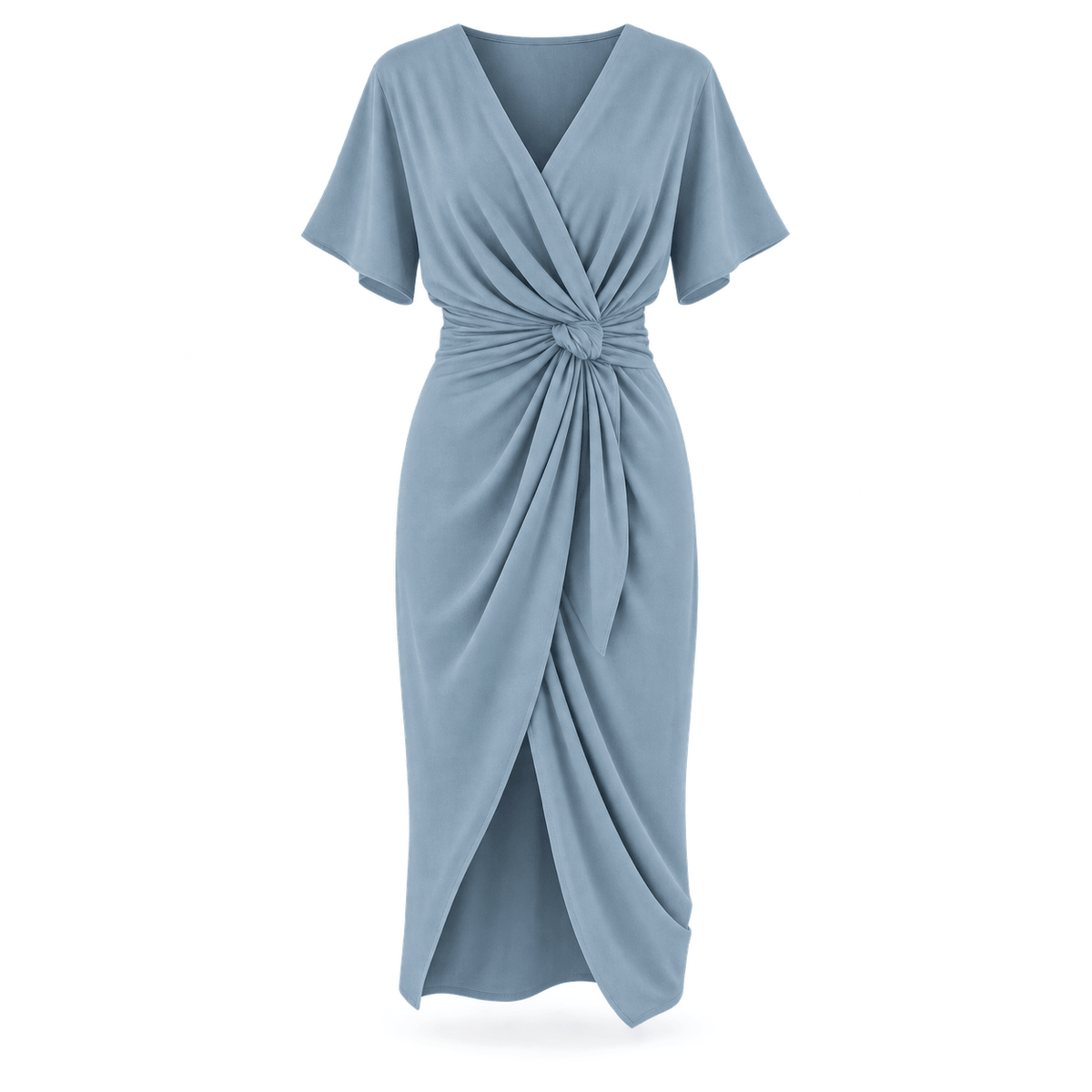Women's Evelina Draped Knot-Waist Midi Dress