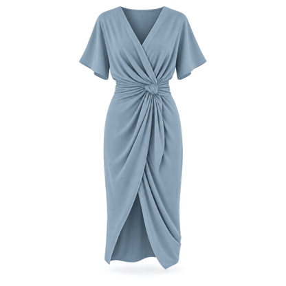 Women's Evelina Draped Knot-Waist Midi Dress