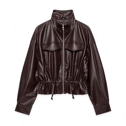 Women's Marcella Cinched-Hem Leather-Look Utility Jacket