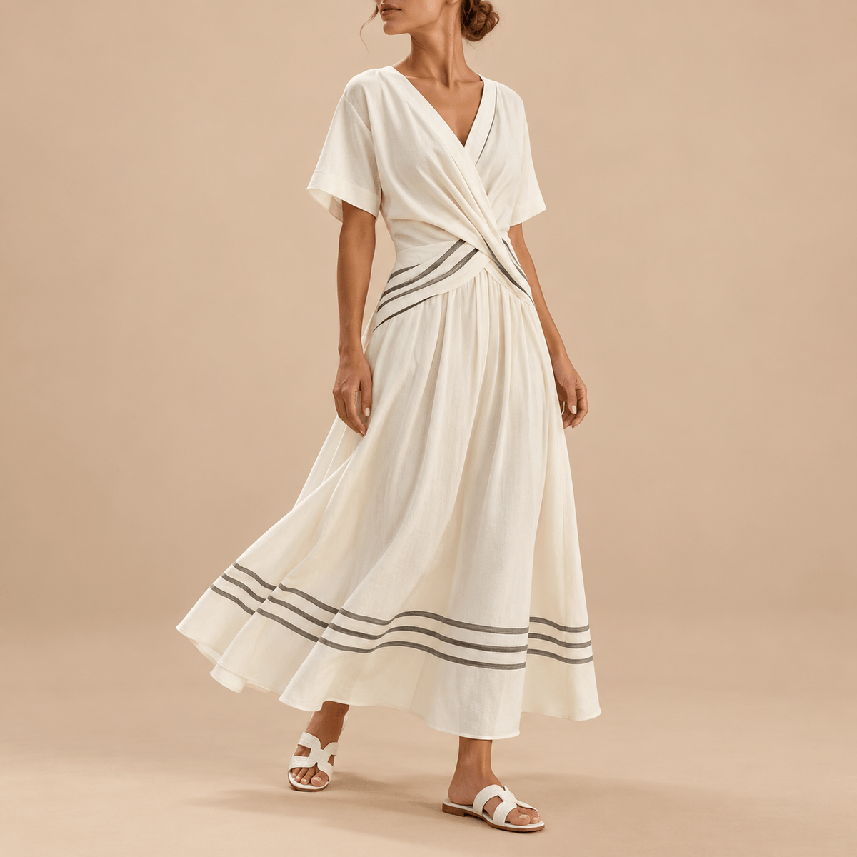 Women's Elodie Coastal Stripe Wrap Maxi Dress