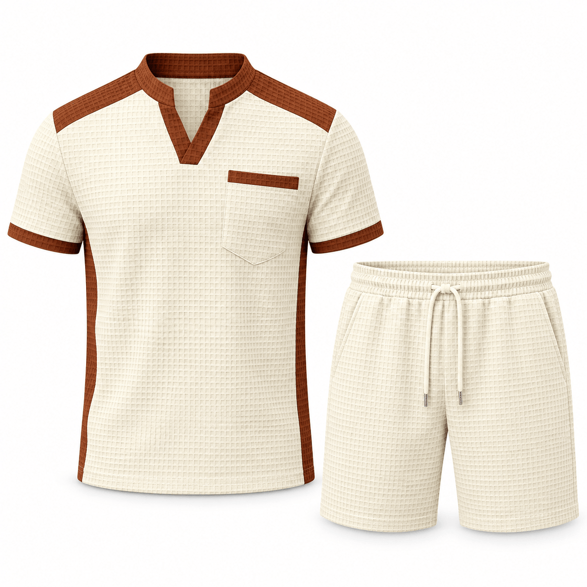 Men's Soren Contrast-Trim Waffle Short Set