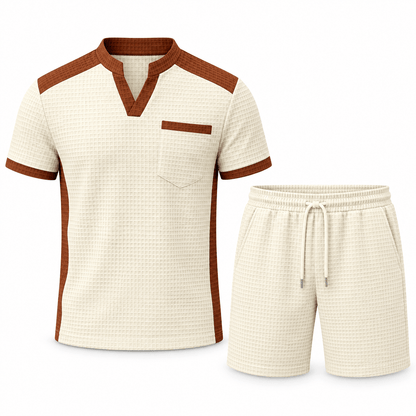 Men's Soren Contrast-Trim Waffle Short Set