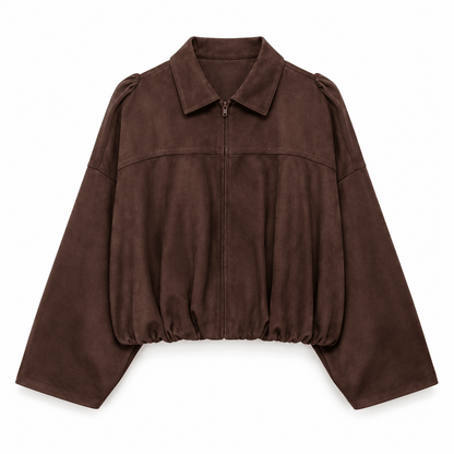 Women's Marcella Suede-Style Draped Bomber Jacket