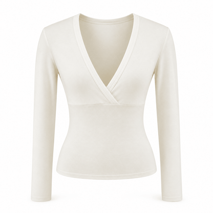 Women's Celestine Sculpted Wrap-Neck Long-Sleeve Top