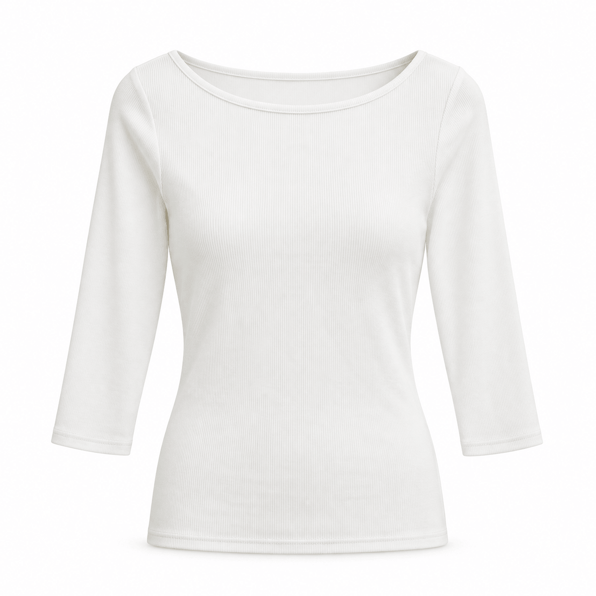 Women's Elara Ribbed Boat-Neck Three-Quarter Top