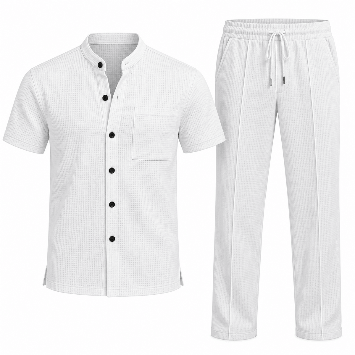 Men's Callum Waffle-Texture Summer Co-Ord Set