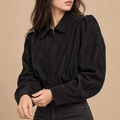 Women's Marcella Suede-Style Draped Bomber Jacket