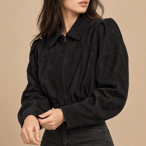 Women's Marcella Suede-Style Draped Bomber Jacket