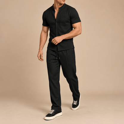 Men's Callum Waffle-Texture Summer Co-Ord Set