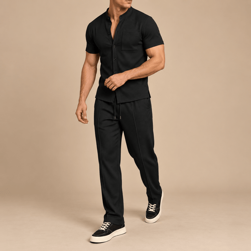 Men's Callum Waffle-Texture Summer Co-Ord Set