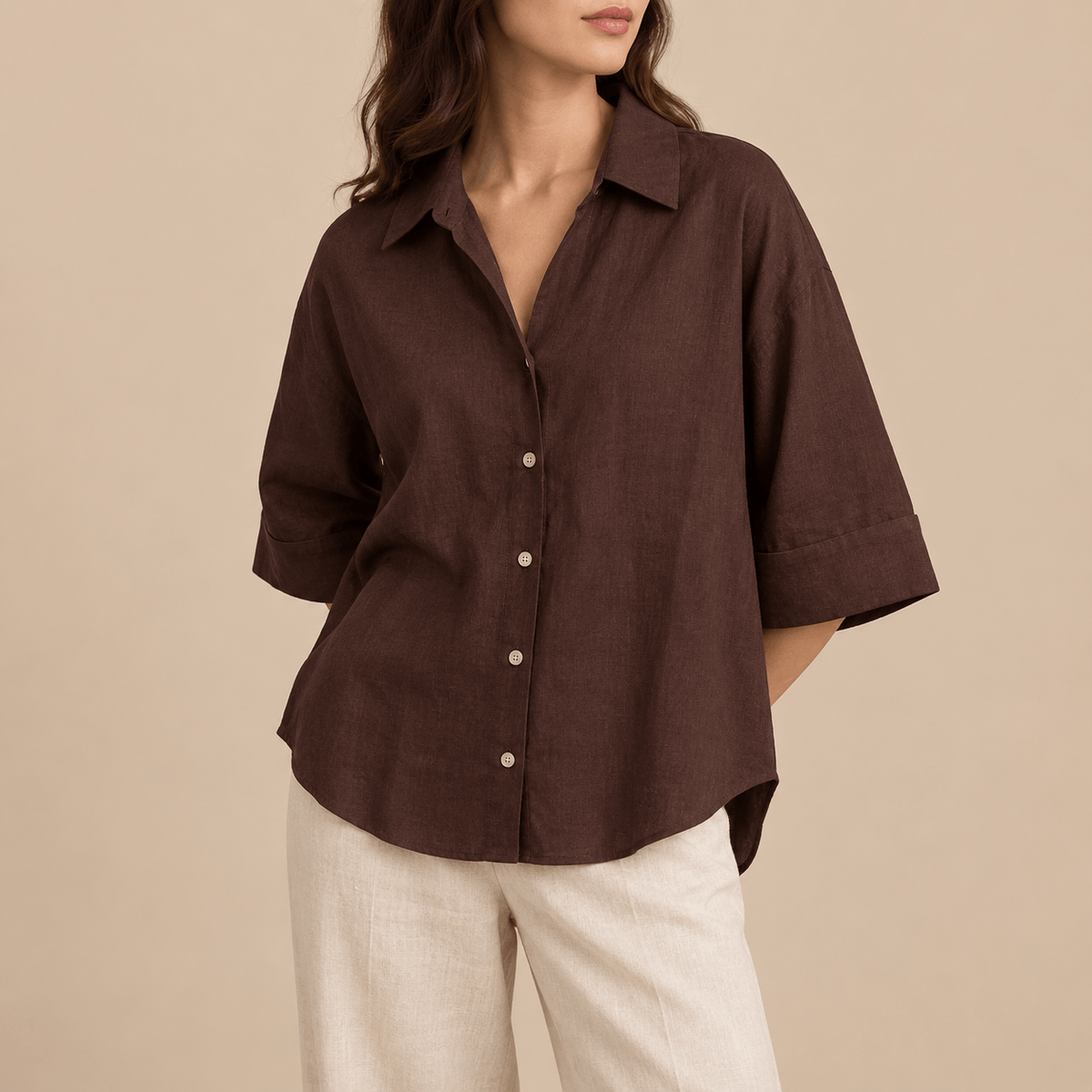 Women's Amelie Relaxed Drop-Shoulder Button Shirt