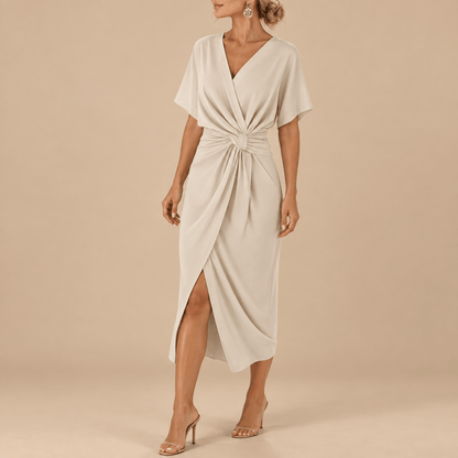 Women's Evelina Draped Knot-Waist Midi Dress