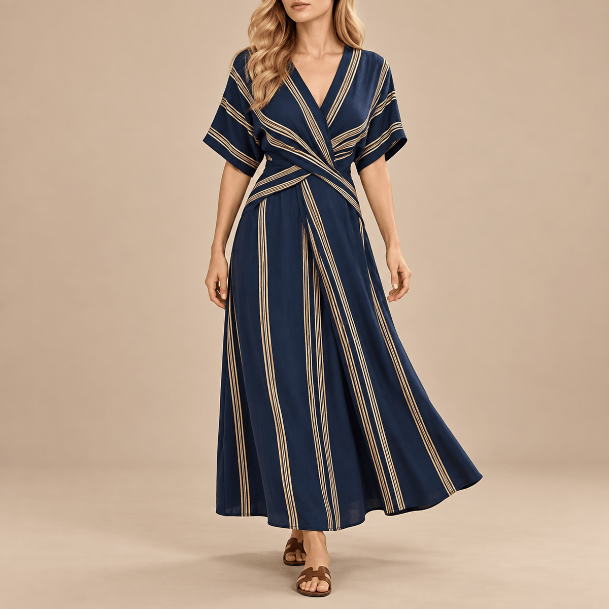 Women's Elodie Coastal Stripe Wrap Maxi Dress